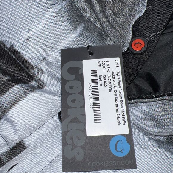 Cookies Down Filled Heavy Puffer Jacket Chicago Skyline Sublimated Artwork Med - Picture 6 of 8